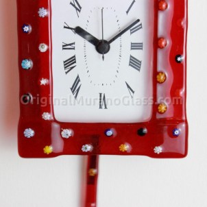 Pendulum Wall Clock - Murrina Red - Original Murano Glass OMG