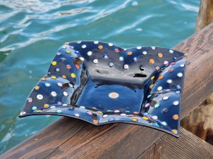 Assiette carrée Fly - Empty pockets - Millefiori noir - Verre de Murano