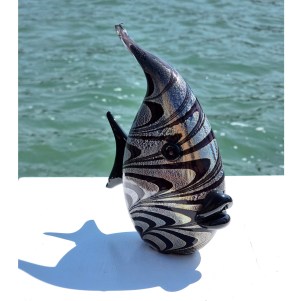  Fish Allegro - à la feuille d'argent - texturé - Verre de Murano original
