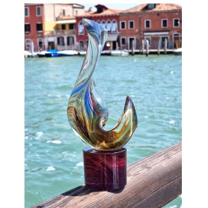 « Strip to wind » - sculpture en calcédoine - Verre de Murano original