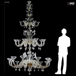 Huge Venetian Chandelier 12 + 8 + 6  lights Cimiero crystal and gold - Rezzonico - Murano Glass