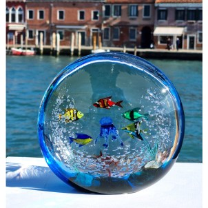 Acquario - con Pesci Tropicali - Vetro di Murano Originale 