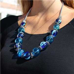 Necklace Aquatic - Light Blue - Original Murano Glass