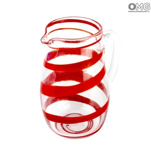 Caraffa Strip - Rosso - Vetro di Murano Originale OMG