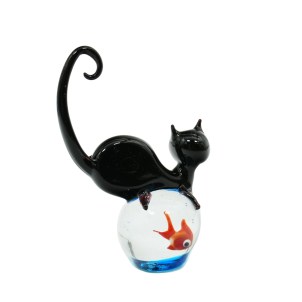 Aquarium « Chat sur une boulette de poisson » - Verre de Murano original OMG