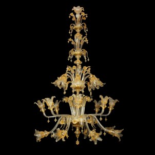 Luxury Venetian Chandelier Federicus 24 lights - Crystal and Amber - Murano Glass