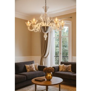 Lustre vénitien Mazzini Cristallo - Lance - Verre de Murano d'origine