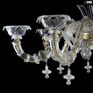 Venetian Chandelier 12 lights Cimiero crystal and gold - Rezzonico - Murano Glass