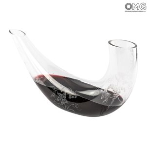Carafe Valpolicella - verre soufflé - avec décorations gravées