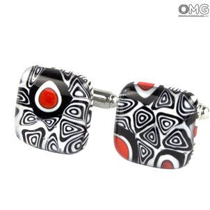 Boutons de manchette - Millefiori - Verre de Murano original OMG