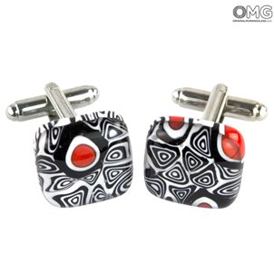 Boutons de manchette - Millefiori - Verre de Murano original OMG