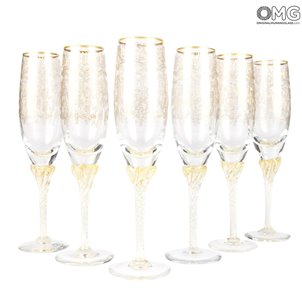 Champagne Drinking Glass  Barocco Flutes - 6 Pieces Set 
