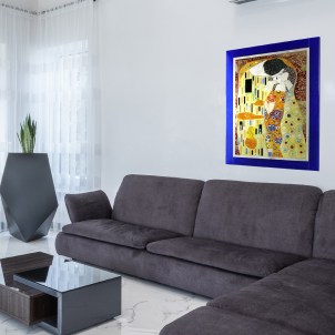 Le Baiser - Hommage à Klimt sur toile - Peinture sur verre