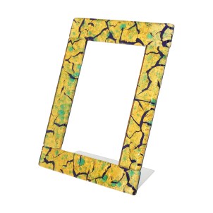 Cadre photo « Golden Fantasy » vert et feuille d'or - verre fondu