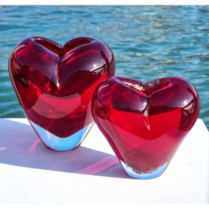 Vaso Cuore - Rosso Sommerso - Verre de Murano authentique OMG