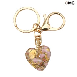 Porte-clés - feuille d'or - Verre de Murano original OMG