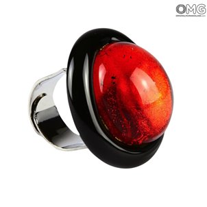 Ring - Submerged Red Glass - Original Murano Glass OMG
