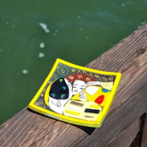 L'assiette « Le baiser » - Hommage à Klimt - Carrée