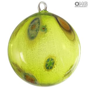 Christmas Ball - Green Millefiori Fantasy - Murano Glass Xmas