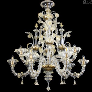 Venetian Chandelier Rezzonico Golden King - Details in Gold 24kt - Original Murano Glass OMG
