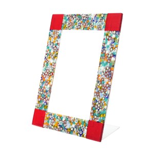 Cadre photo « Fantasy » rouge avec murrine millefiori - verre coulé