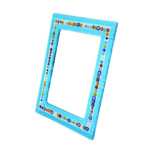 Cadre photo - Bleu ciel et murrine - Verre de Murano authentique OMG