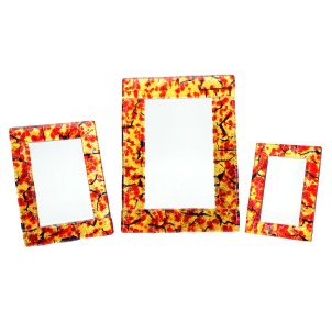 Cadre photo Fantasy - Verre rouge et feuille d'or - Verre de Murano authentique OMG