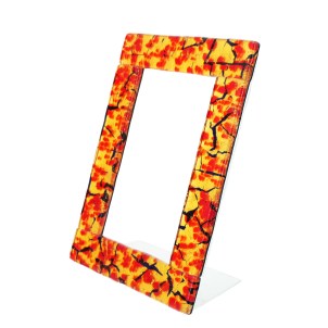 Cadre photo Fantasy - Verre rouge et feuille d'or - Verre de Murano authentique OMG