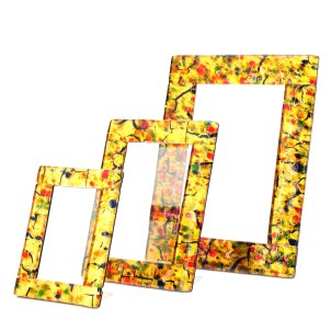 Cadre photo doré et multicolore - Verre de Murano authentique OMG