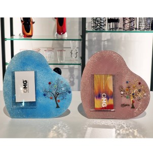 Cadre photo - Arbre de vie bleu - Verre de Murano original OMG