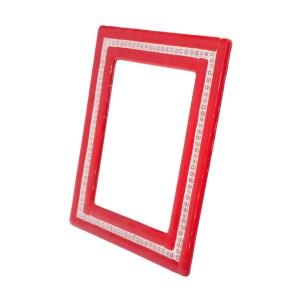 Cadre photo - Rouge et murrine blanches - Verre de Murano authentique OMG