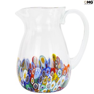 Caraffa Millefiori - blu - Vetro di Murano Originale OMG