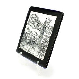 Saint Marco square view - With silver leaf - Original murano glass - OMG