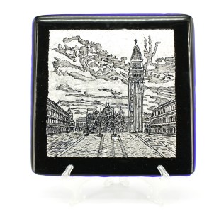 Saint Marco square view - With silver leaf - Original murano glass - OMG
