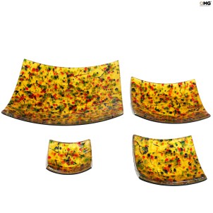 Assiette carrée - Carnival - Verre de Murano original OMG