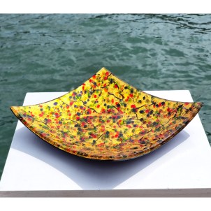 Assiette carrée - Carnival - Verre de Murano original OMG