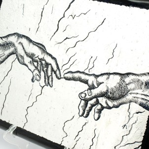 Universal Judgment Plate - Michelangelo - Silver leaf - Original Murano Glass OMG