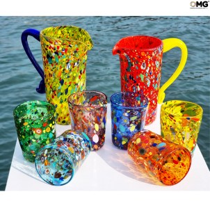 Carafe Murrine - Rouge - Verre de Murano authentique OMG