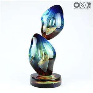 Dans l'abîme - Sculpture en calcédoine - Verre de Murano original Omg