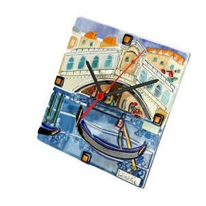 Table Clock Rialto Bridge - Original Murano Glass OMG