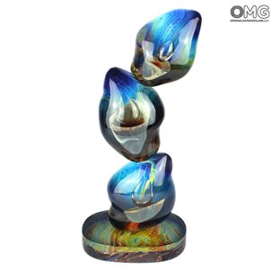 Dans l'abîme - Sculpture en calcédoine - Verre de Murano original Omg