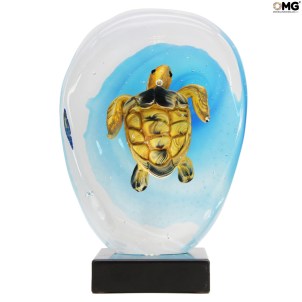 Tortue de mer - Sculpture « Sommerso » avec lampe LED - Verre de Murano original 