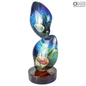 Dans l'abîme - Sculpture en calcédoine - Verre de Murano original Omg