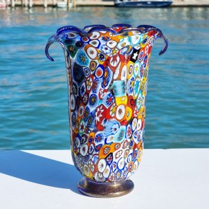 Vase en verre soufflé avec murrine - Lares - Verre d'origine