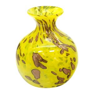 Vaso giallo con avventurina - vetro soffiato - Vetro Originale