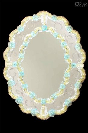 Fiorenza - Venetian Mirror - Light blue Flowers