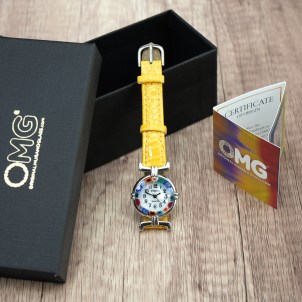 Wristwatch Millefiori - yellow strap and chrome case - Original Murano glass OMG