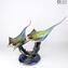 Batoideas into the abyss - Ray Sculpture in chalcedony - Murano glass 