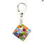 Square Keychain - with Millefiori - Original Murano Glass OMG