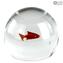 Boule à poissons d'aquarium - avec poisson rouge - Verre de Murano original OMG